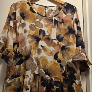 Cupio Floral Blouse in Yellow and Blue